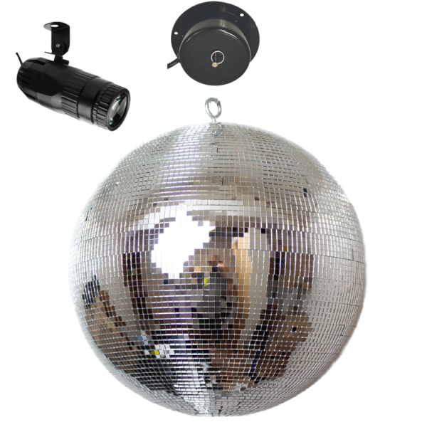 30cm Mirror Ball Kit with RGBW Pinspot