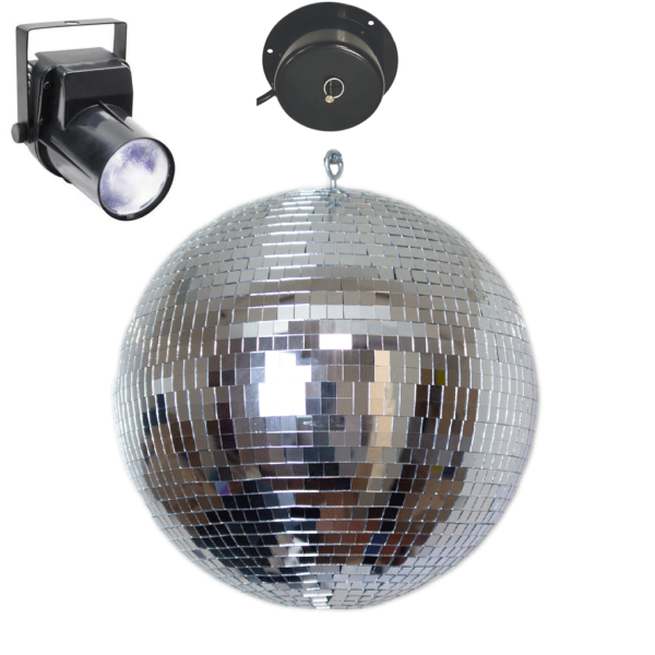 30CM Silver Mirror Ball With Motor And LED Spot Light