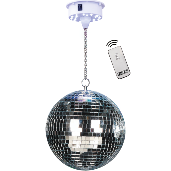 8 Inch Mirror Ball Kit With White Ceiling Mounted Battery LED Motor
