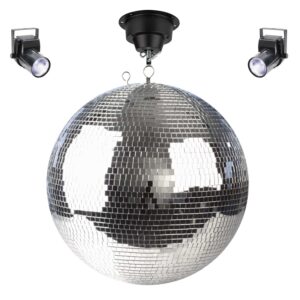 50cm professional silver disco ball kit with 10mm facets, two lights and motor