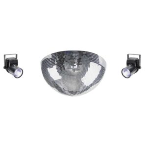 30cm half mirror ball kit with two black LED pinspot lights