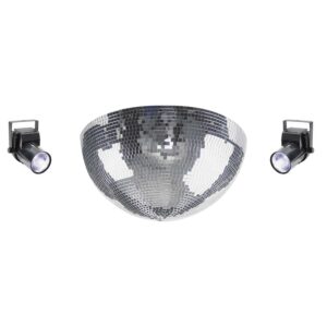 40cm half mirror ball kit with two black LED pinspot lights