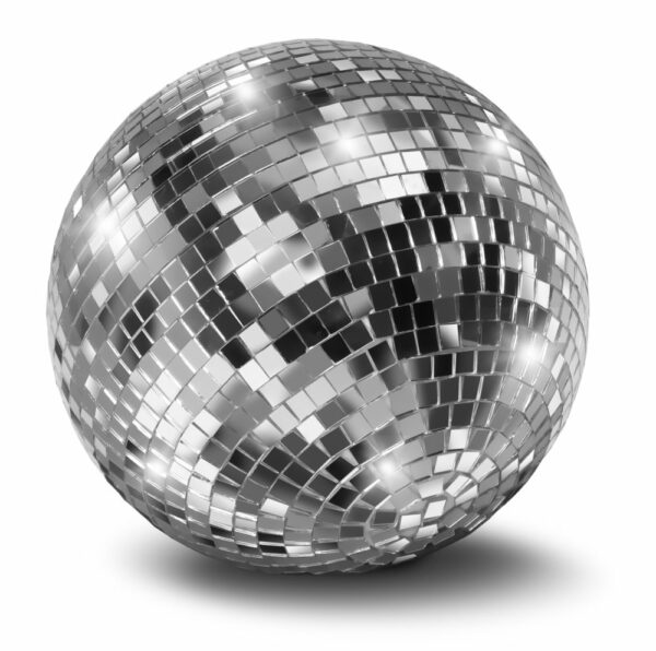 25cm Silver Mirror Ball (10″) with 10mm Facets - Image 2