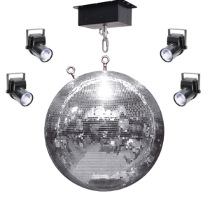 60cm silver mirror ball kit with motor and LED pinspots