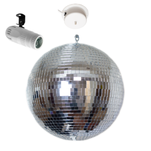 30cm Mirror Ball Set with RGBW Pinspot