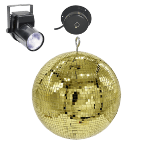 Gold 20cm 5x5mmDisco Ball Kit with Black motor and light