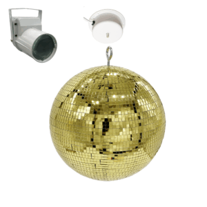 20cm 5x5mm Gold Mirror Ball with Motor and Pinspot with white housing