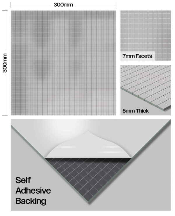 Glass Mirror Sheets - 300mm x 300mm - 7mm Tiles - Silver - Image 2