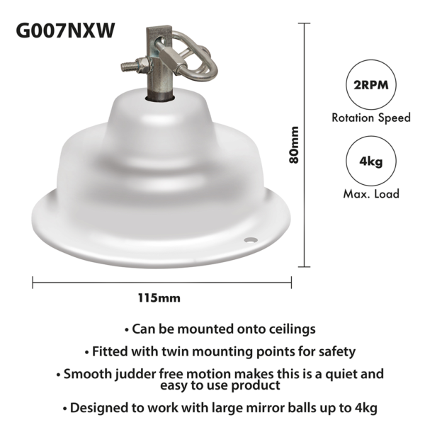 FXLab 2 RPM Mirror Ball Motor Up To 4kg - White - Image 2