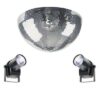 30cm Half Mirror Ball with 2 X Black LED Pinspots