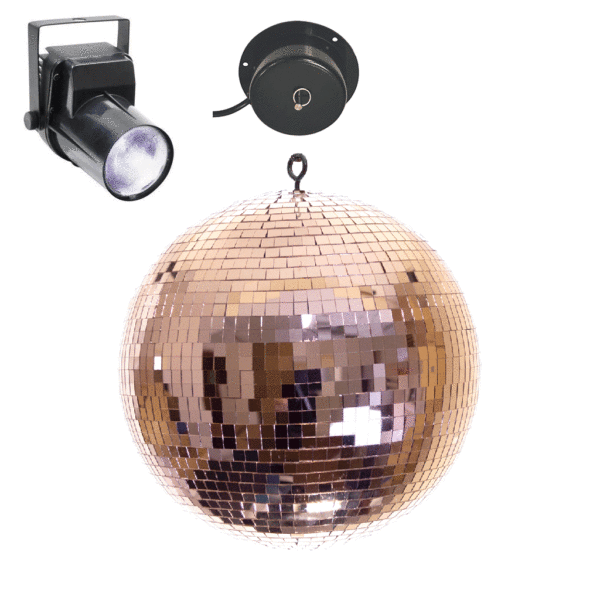 Rose Gold Kitchen Disco Kit With 25CM Mirror Ball Motor And Light